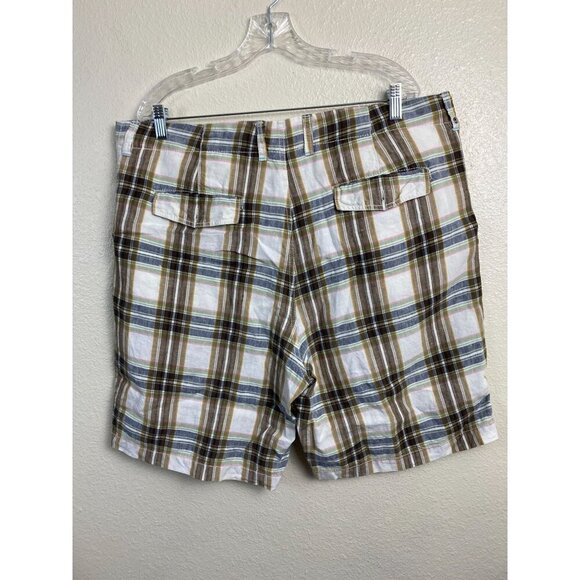 Tommy Bahama Linen Relax Mens Shorts Size 38 Plaid Chino Vacation Brown beach - Picture 2 of 14